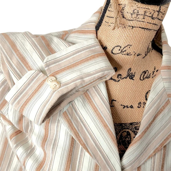 Dressbarn Womens Striped Linen Lightweight Lined Blazer Size Large Cream - Picture 6 of 16